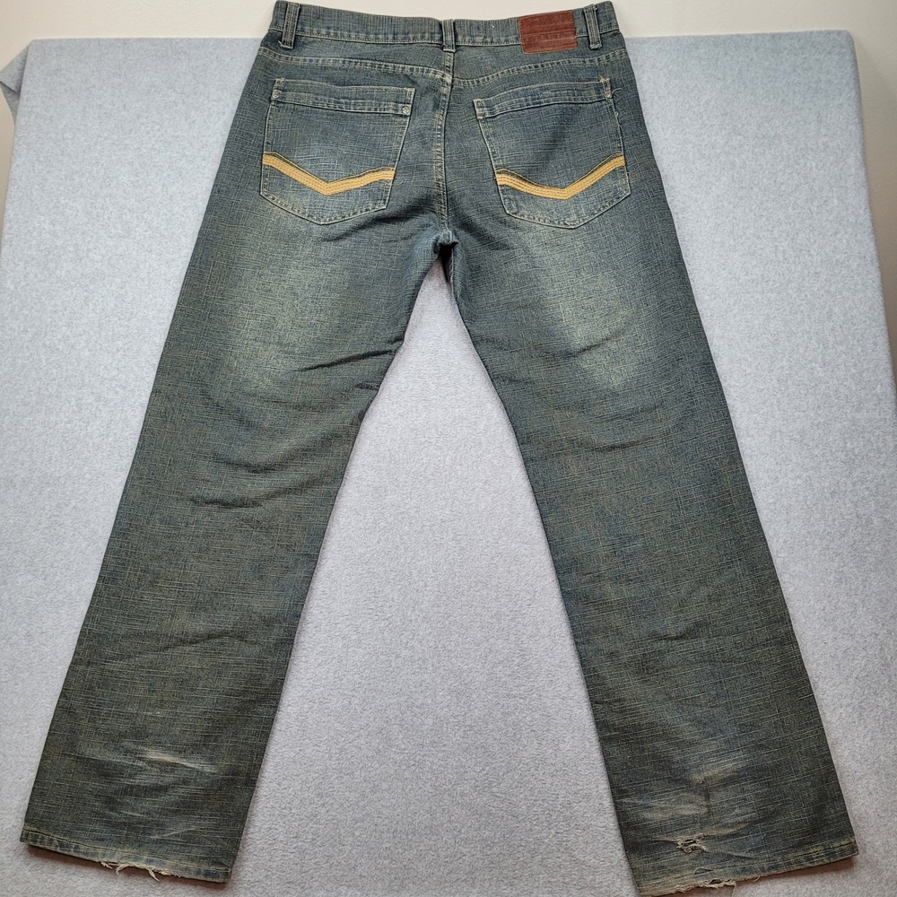 Five Elementz Jeans Mens 40 Blue Timeless Classic Straight Leg Distressed Denim - Picture 7 of 8